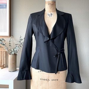 Escada black blazer with fluted sleeves, perfect condition